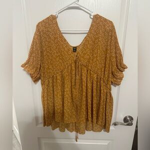 Shein yellow flower peplum top